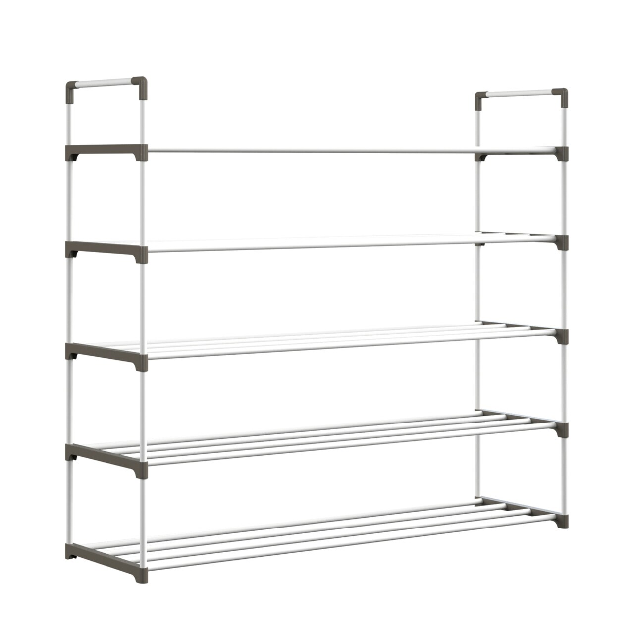 5-Tier Shoe Rack Organizer White Plastic Shelf Holds 25 Pairs Shoes Boots Heels